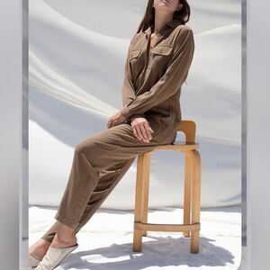 OZMA painters jumpsuit in Earth Silk Noil